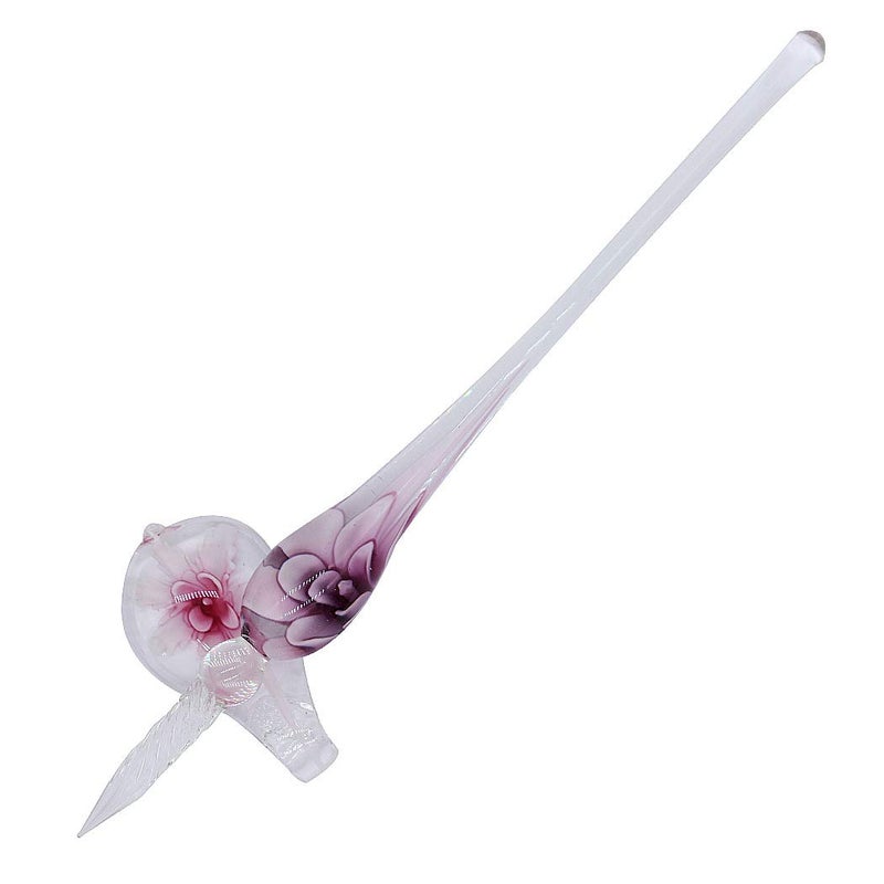 SIPLIV Crystal Glass Intarsia Dip Pen Fountain Pen Kit Vintage Calligraphy Signatures Pen, Pink - Image 3